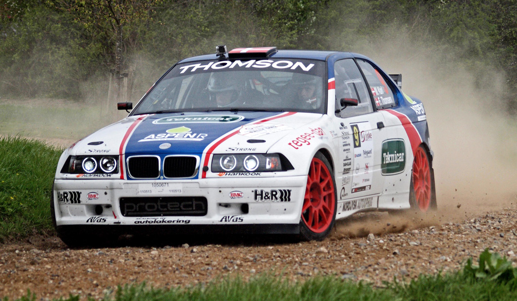 Til trods for manglende servostyring scorede Morten Karl og Finn Thomsen en andenplads generelt i Juelsminde-rallyet.
(Foto: Åge Keseler Kirketerp)